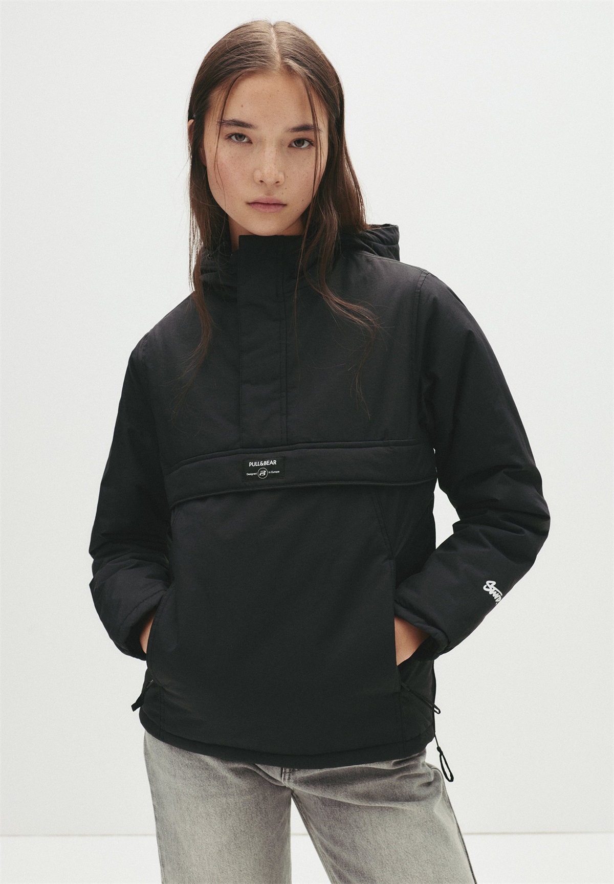 PULL&BEAR BASIC POUCH POCKET - Übergangsjacke - black/schwarz