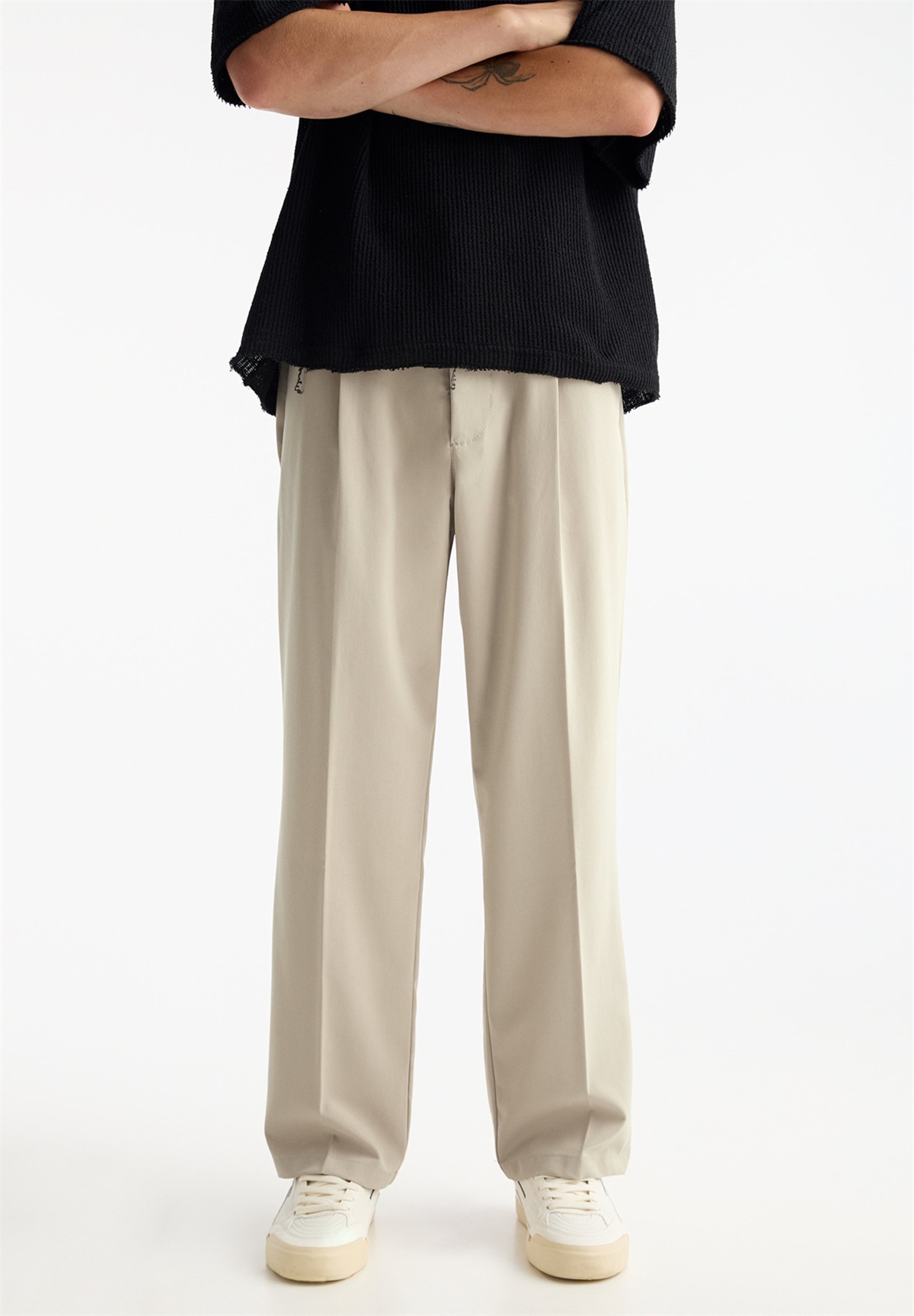 PULL&BEAR WIDE- SMART - Stoffhose - beige
