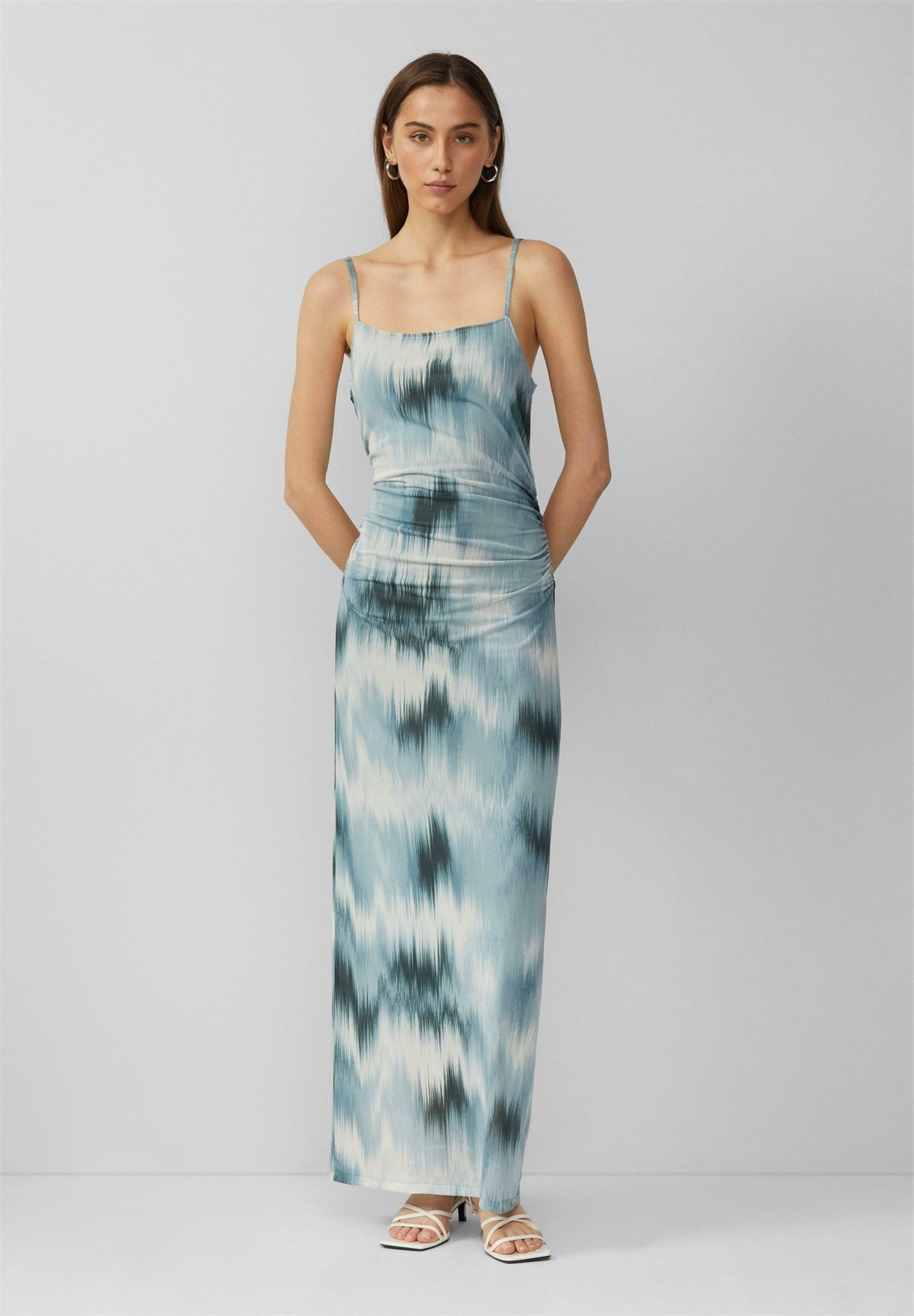 QS MIT ALL-OVER-PRINT - Jerseykleid - salbeigrün/grün