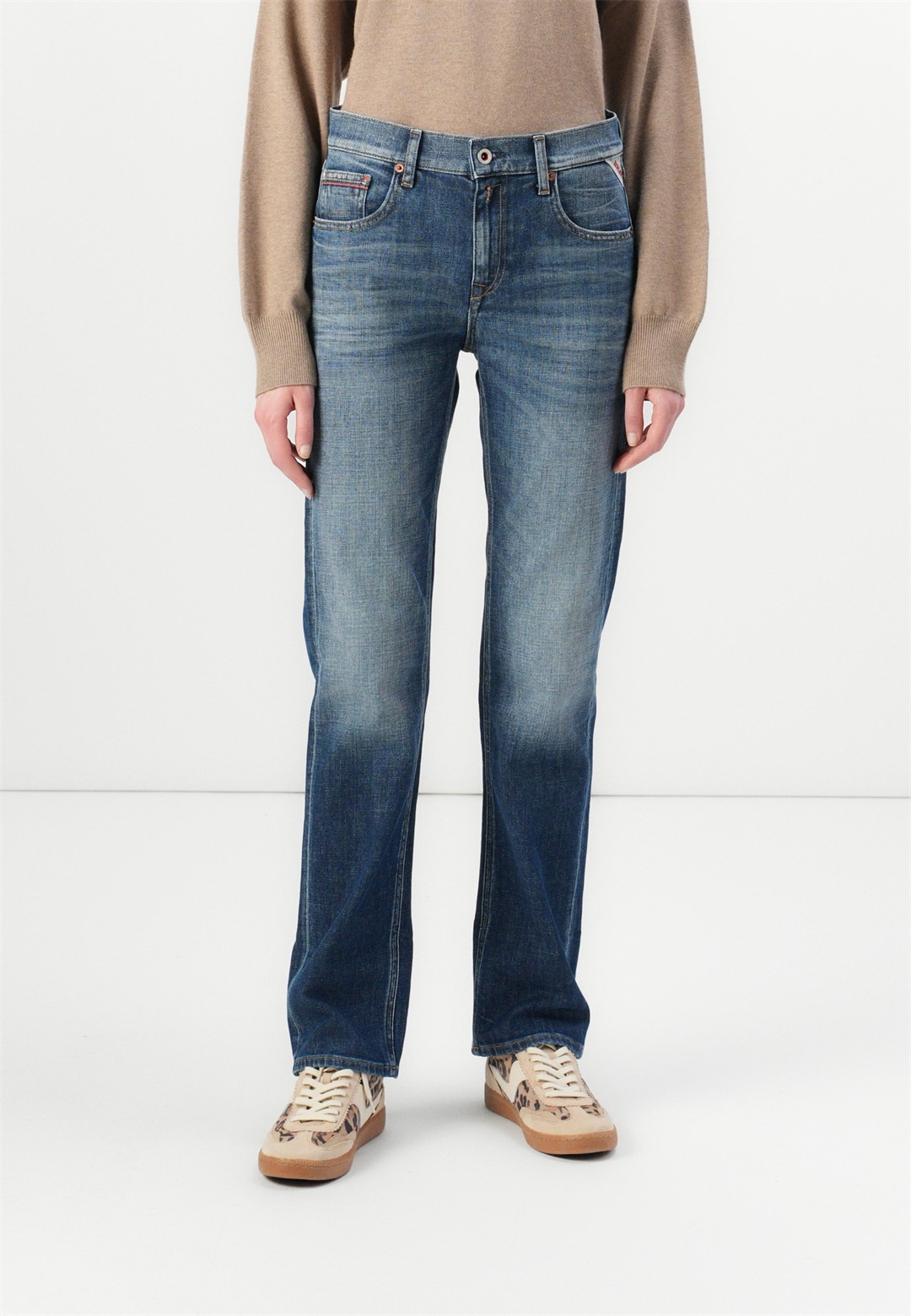 Replay AKEME LOGO - Jeans Straight Leg - medium blue/blue denim