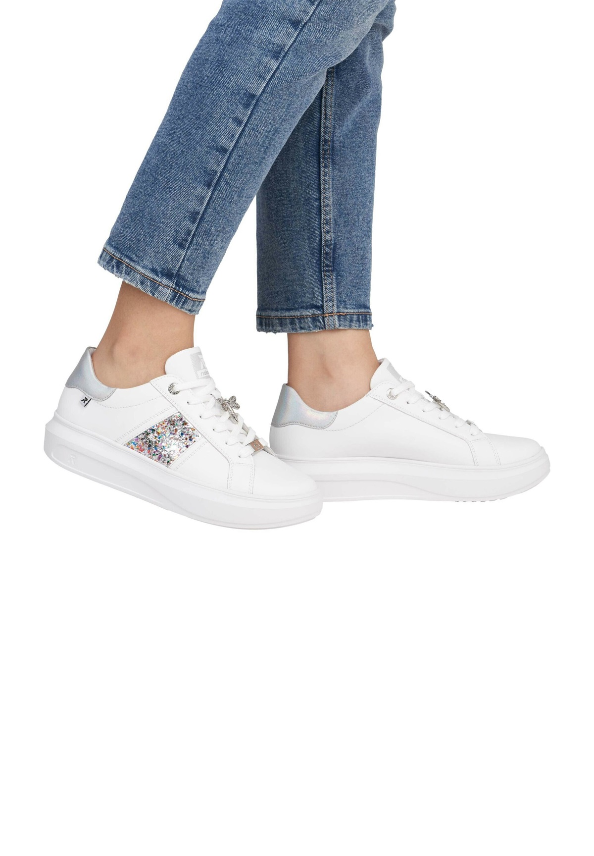 Rieker SNEAKER LOW - Sneaker low - silber platin/weiß