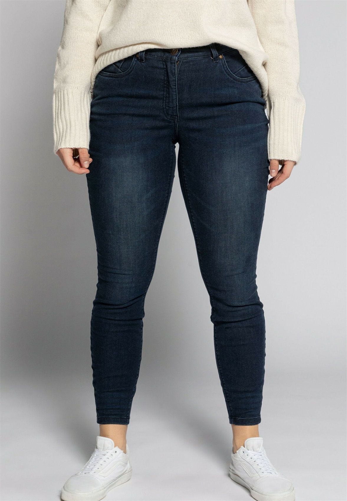 Studio Untold MID WAIST - Jeans Skinny Fit - dark-blue denim