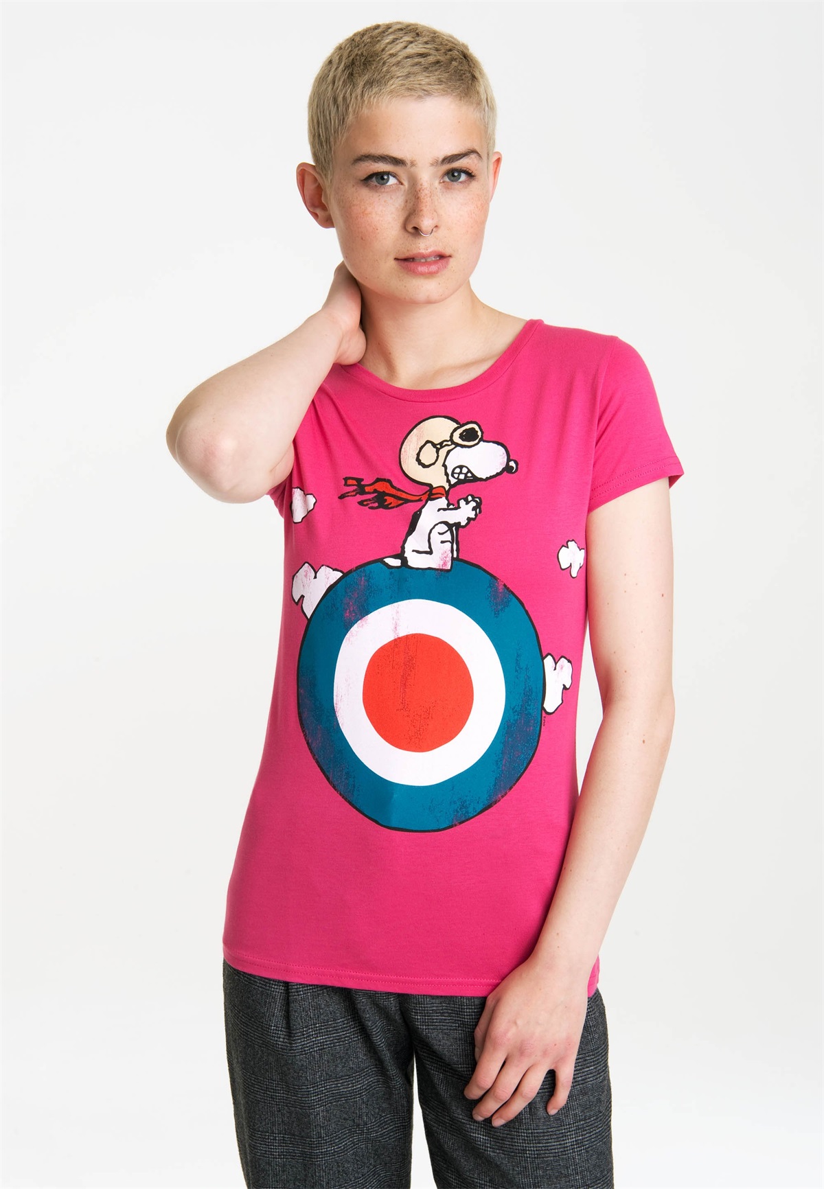 LOGOSHIRT SNOOPY - PEANUTS - T-Shirt print - pink-weiss/pink