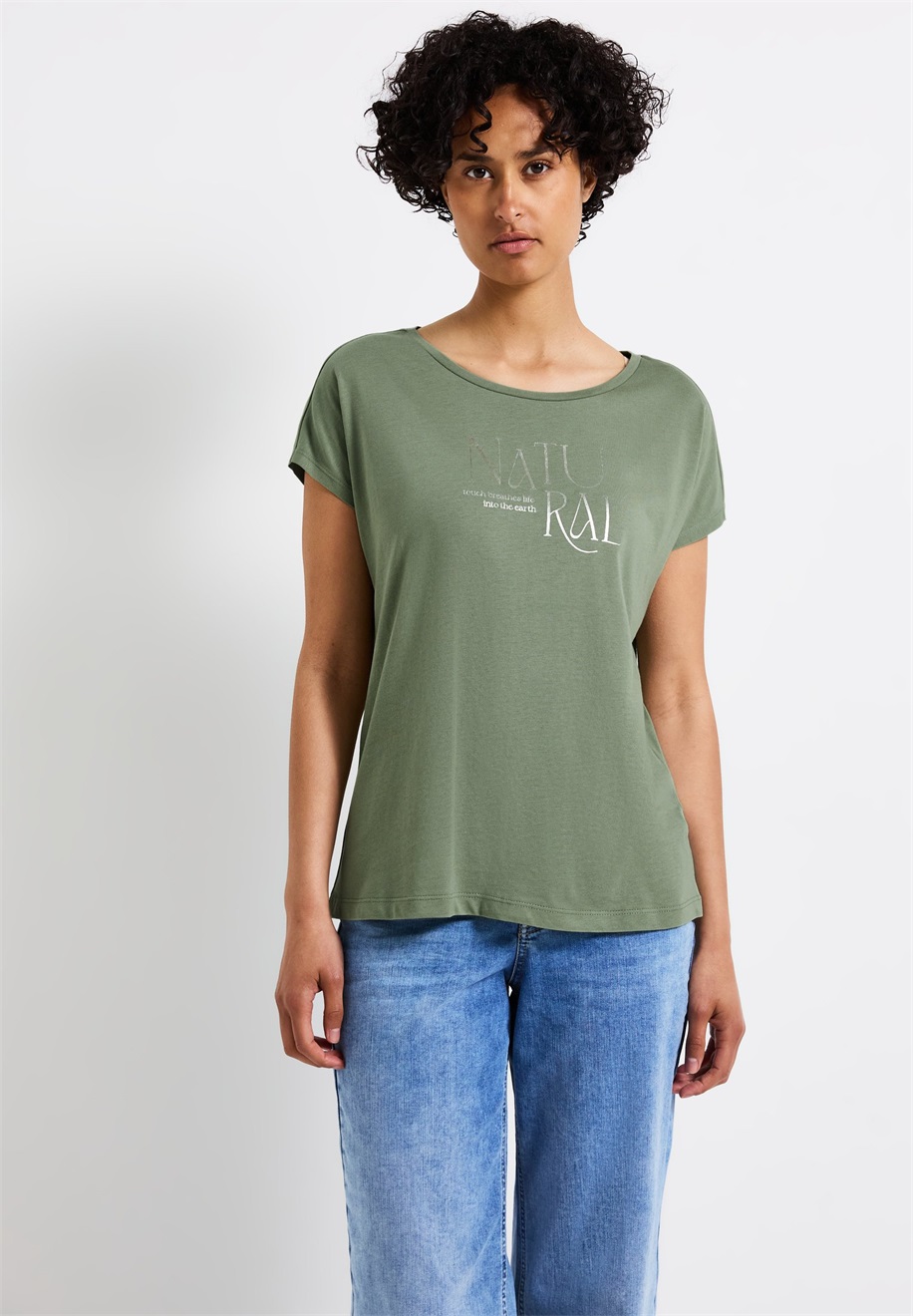 Street One MIT GLITZER-WORDING - T-Shirt print - grün/dunkelgrün-meliert