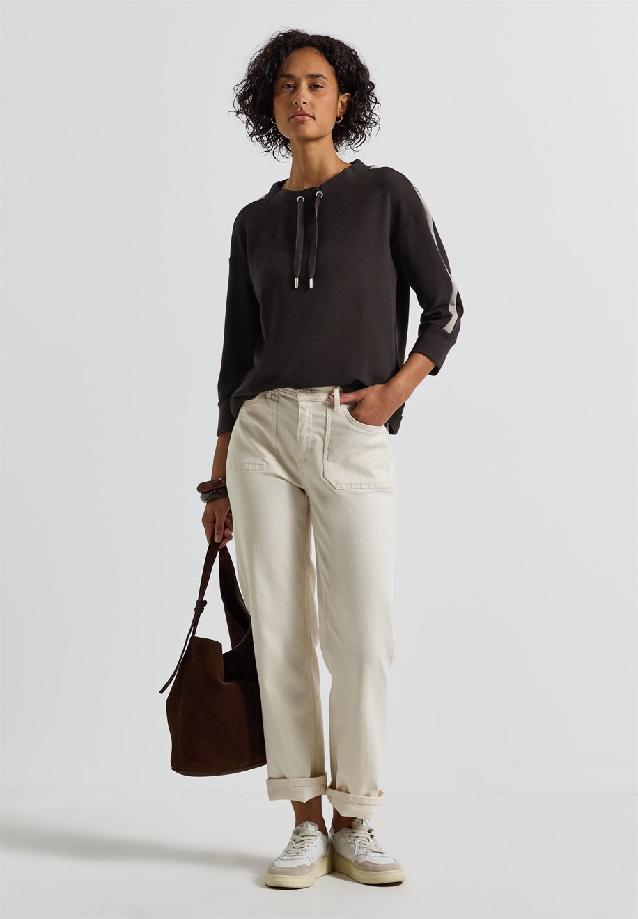 Street One OTTOMAN MIT TAPE - Sweatshirt - braun/dunkelbraun