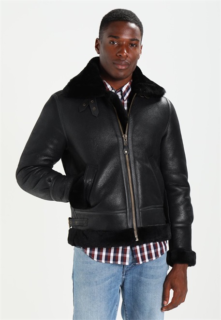 Schott Lederjacke - black/schwarz