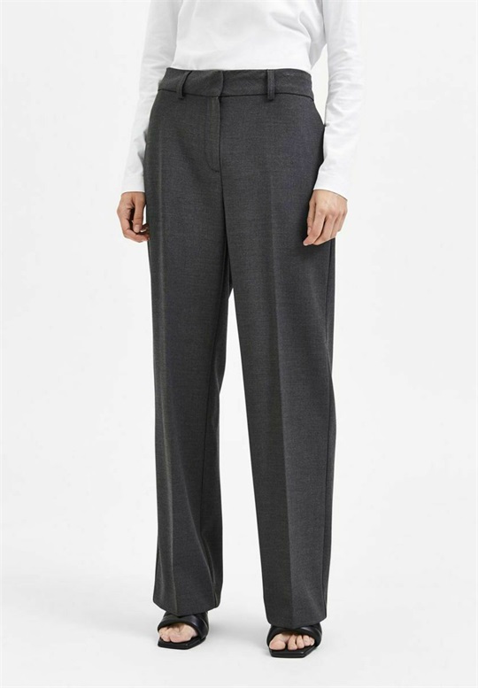 Selected Femme Stoffhose - dark grey melange/dunkelgrau-meliert
