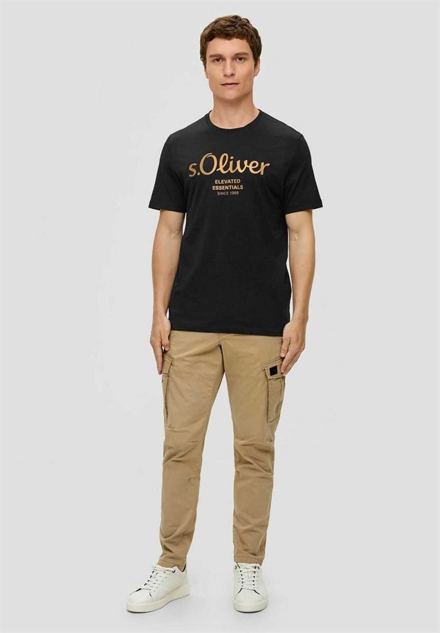 s.Oliver 2 STÜCK - T-Shirt print - schwarz olive/dunkelgrün