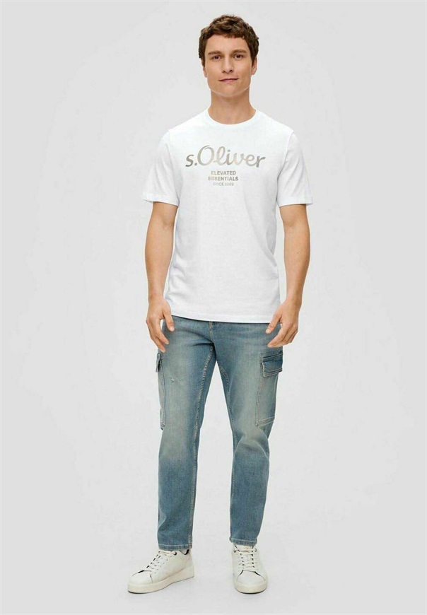 s.Oliver 2 STÜCK - T-Shirt print - weiß + schwarz/schwarz meliert
