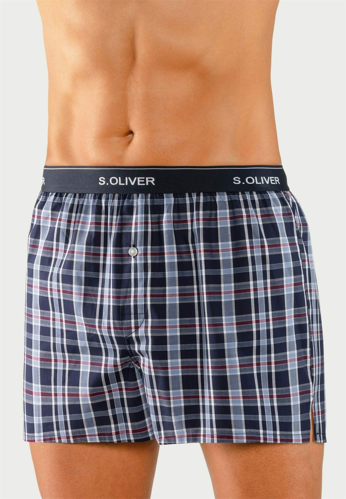 s.Oliver WEB 2PACK - Boxershorts - blau kariert/rot kariert/blau