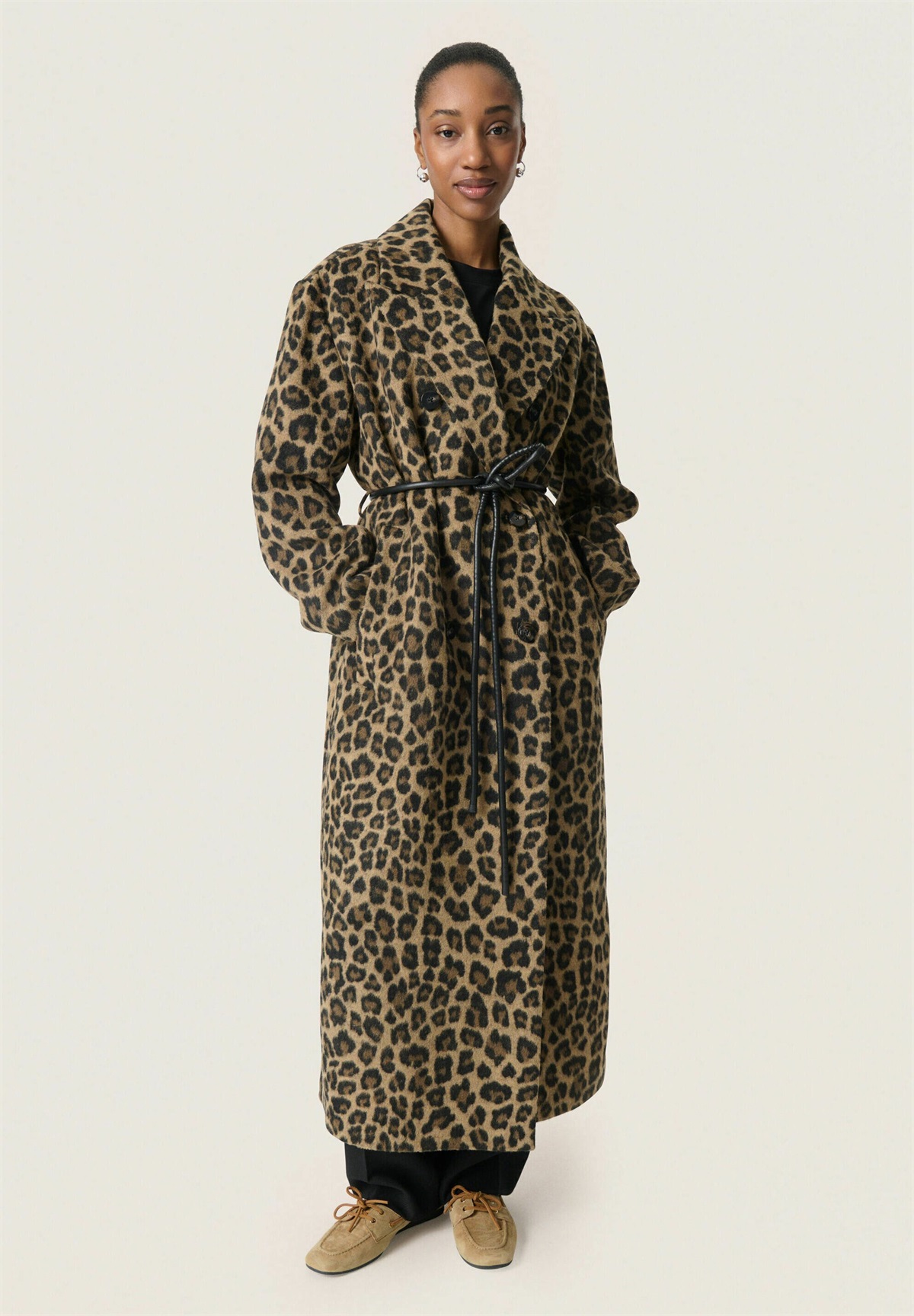Soaked in Luxury LEONY MAFALDA - Klassischer Mantel - leopard jaquard/beige