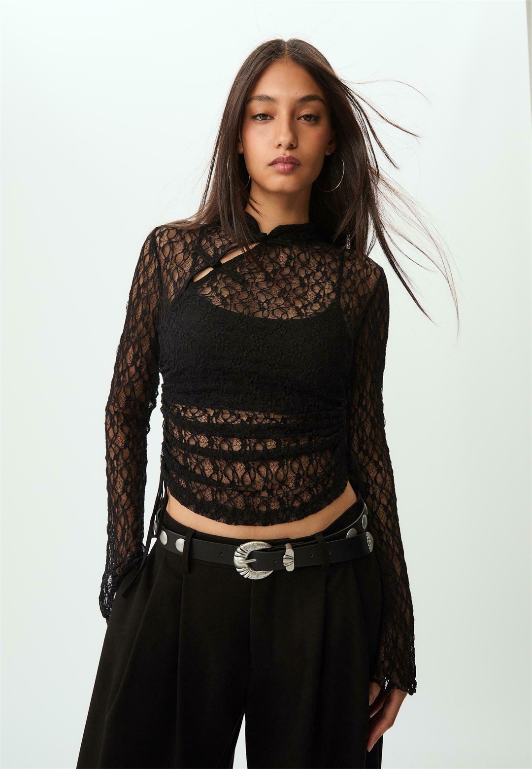 Stradivarius LONG SLEEVE - Langarmshirt - black/schwarz