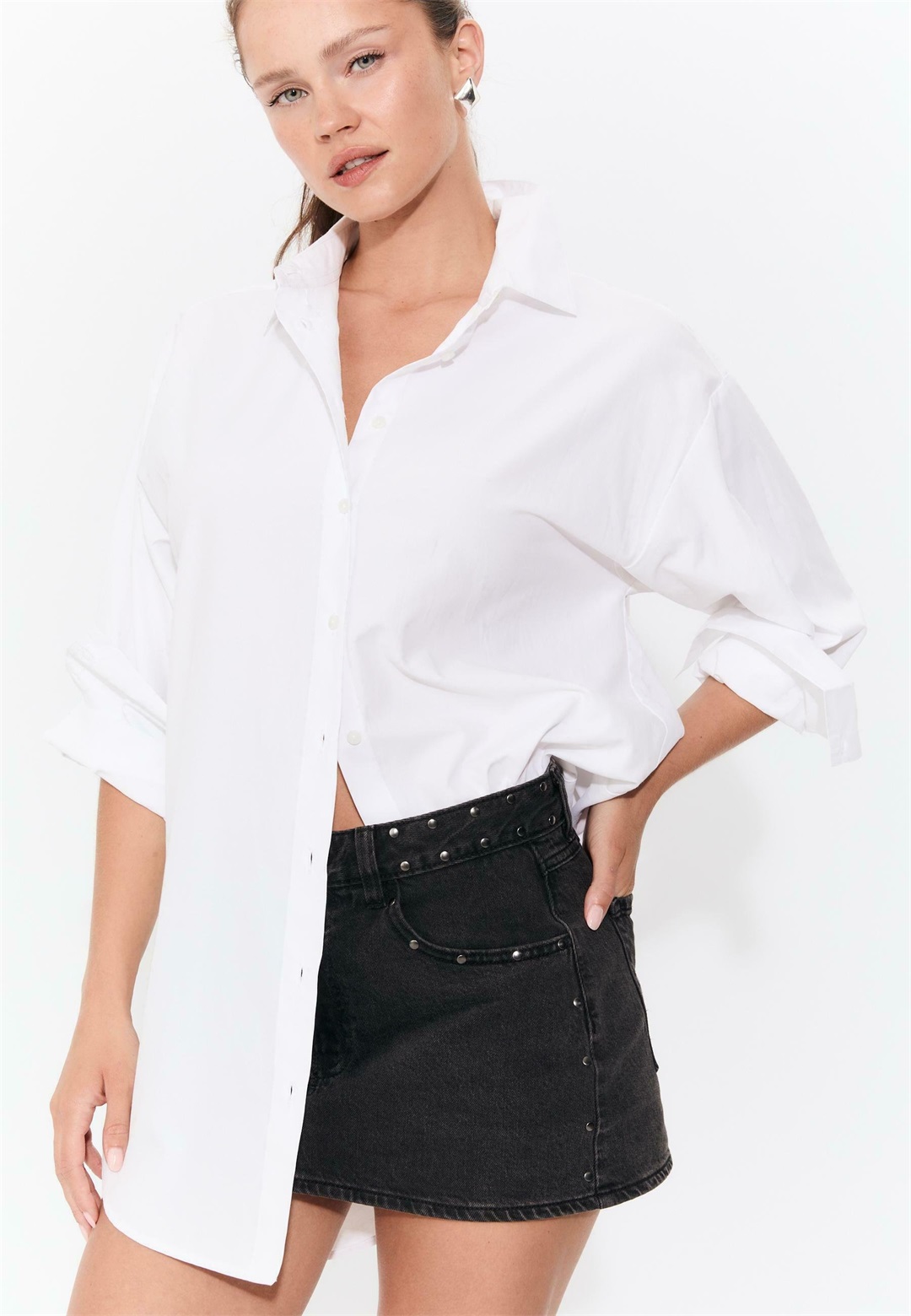 Stradivarius Hemdbluse - white/weiß
