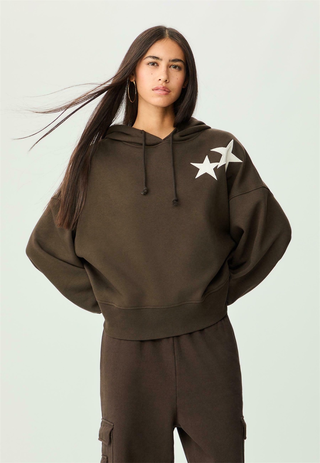Stradivarius Kapuzenpullover - dark brown/dunkelbraun