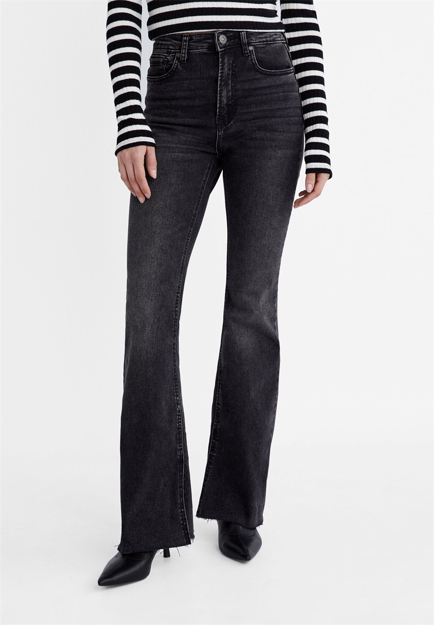Stradivarius D74 - Flared Jeans - dark grey/dunkelgrau