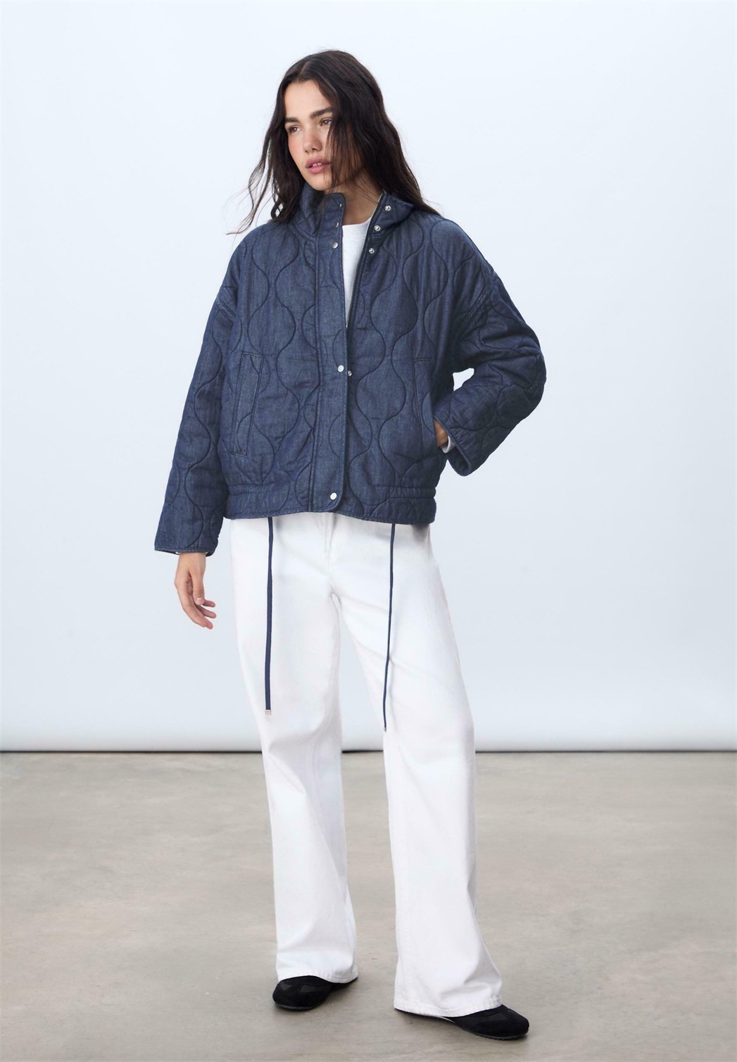 Stradivarius PUFFER - Jeansjacke - dark blue/dunkelblau