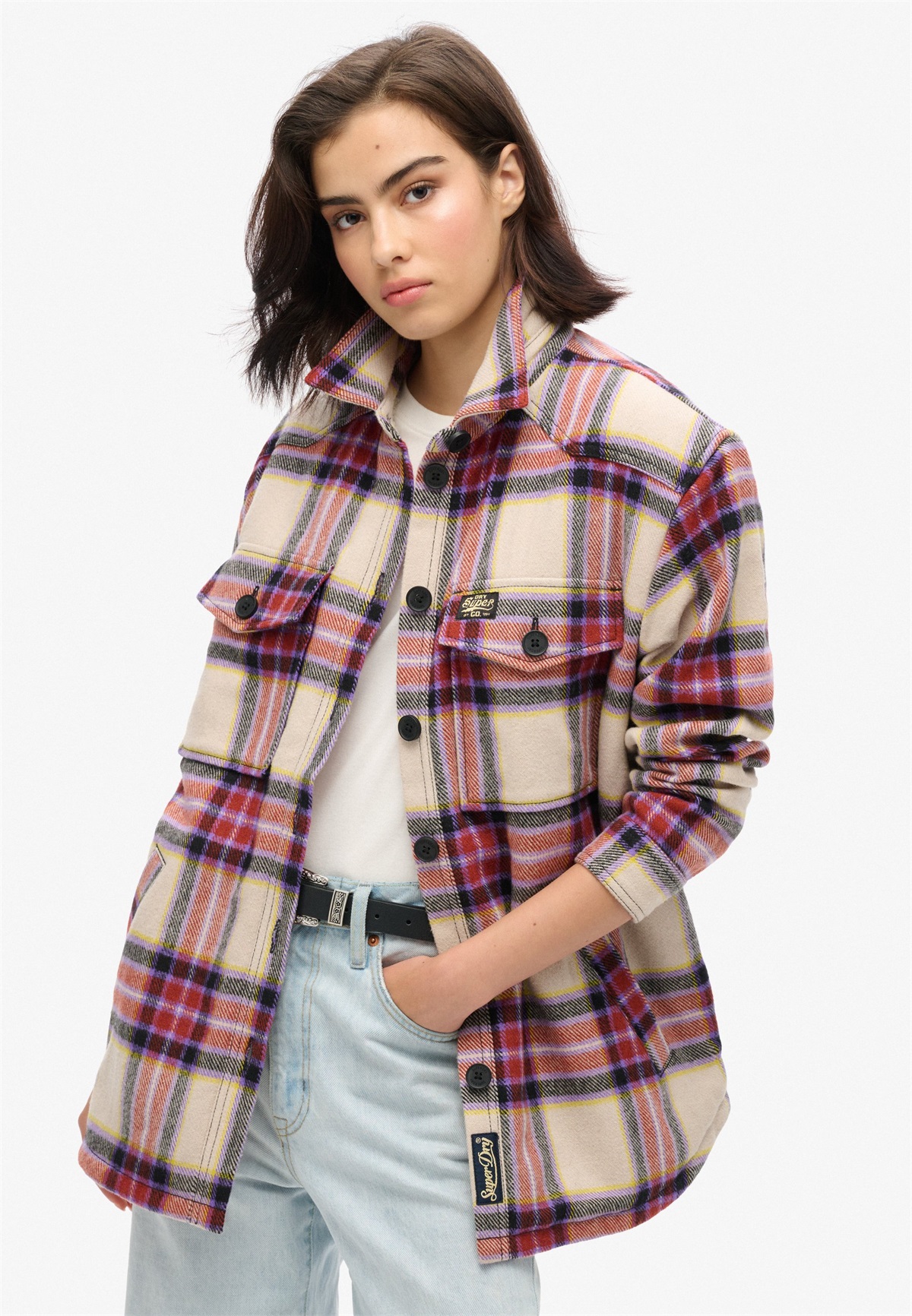 Superdry & Co CHECK OVER - Übergangsjacke - brown purple yellow check/braun