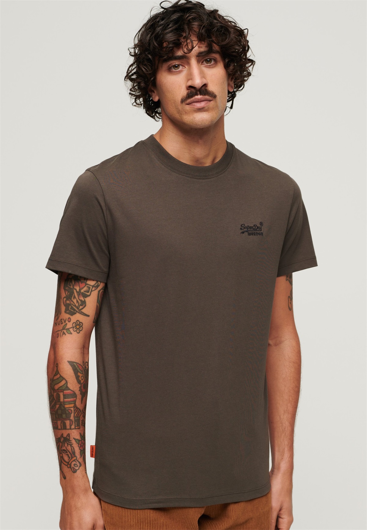 Superdry & Co EMBROIDERED - T-Shirt basic - vintage black/anthrazit