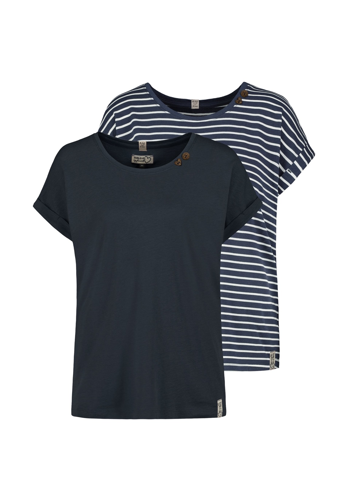 Sublevel GESTREIFTES UND EINFARBIGES SET MIT KNOPFDETAILS - T-Shirt print - mehrfarbig