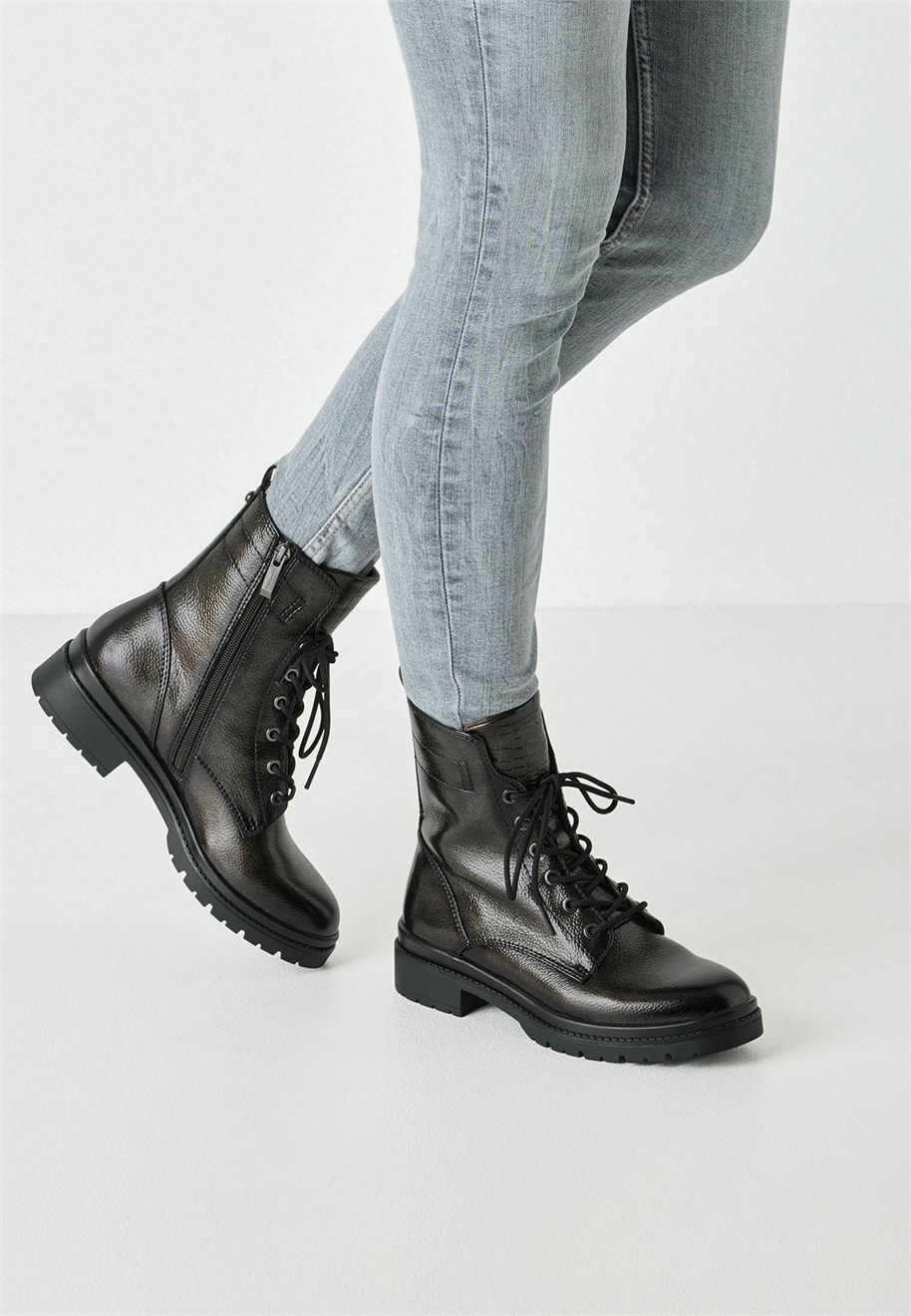 Tamaris MIT TOUCH-IT REMOVABLE - Plateaustiefelette - anthracite pat/grau