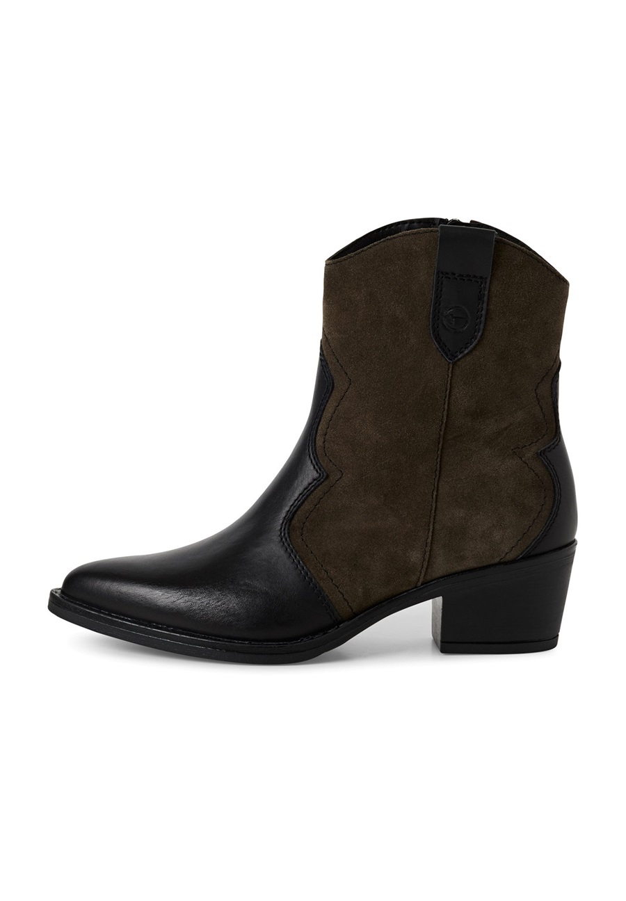 Tamaris Cowboy-/Bikerstiefelette - black leather olive/oliv