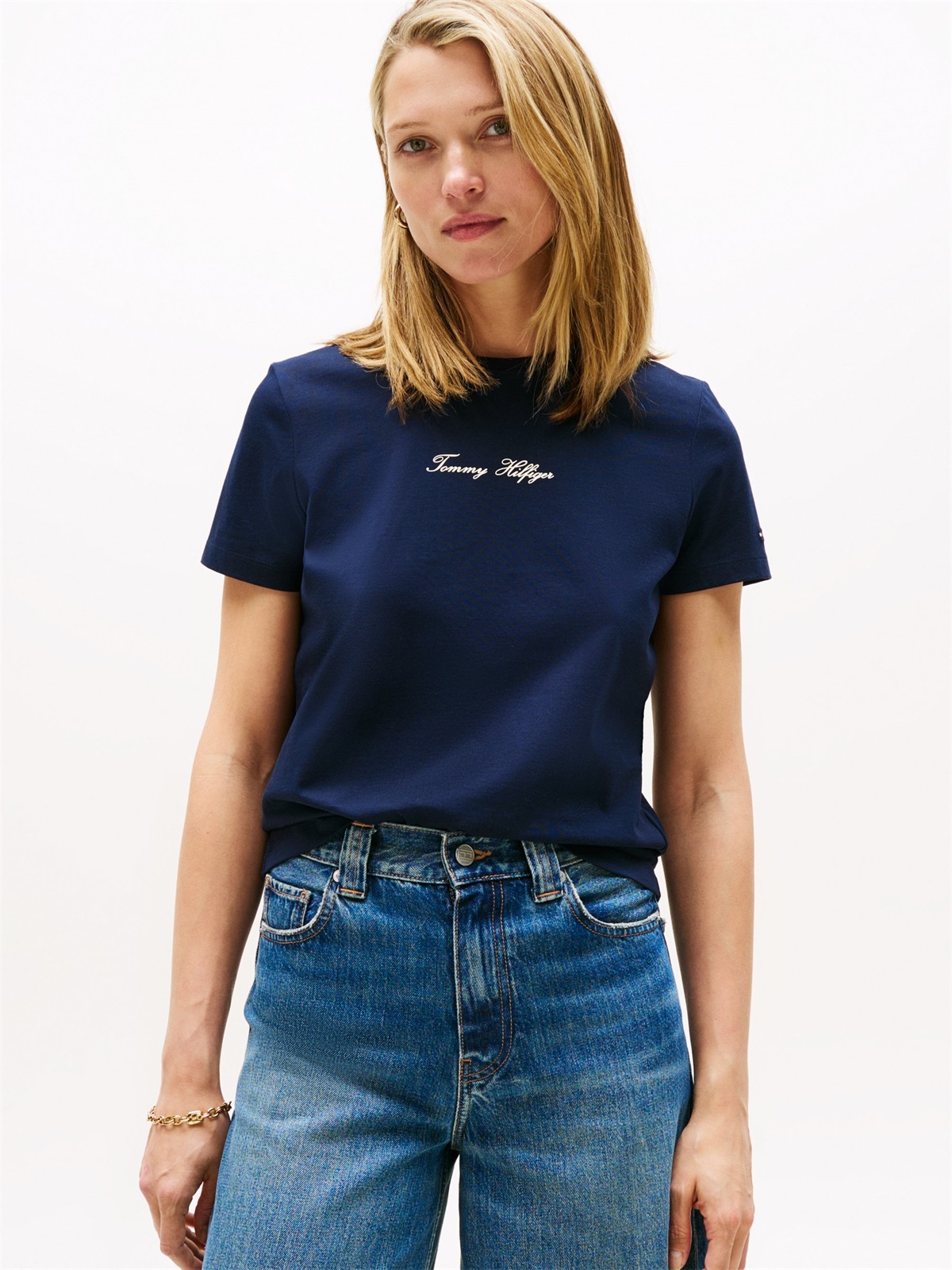 Tommy Hilfiger CLASSIC SCRIPT TEE - T-Shirt print - dark night navy/dunkelblau