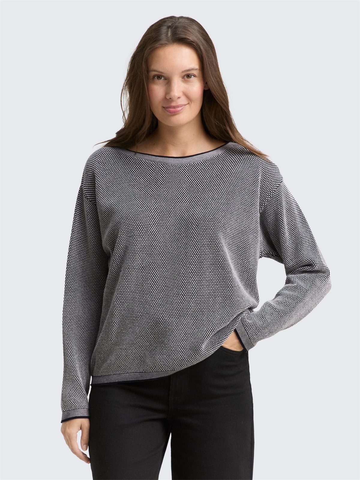 TOM TAILOR Strickpullover - navy bubble structure/dunkelblau