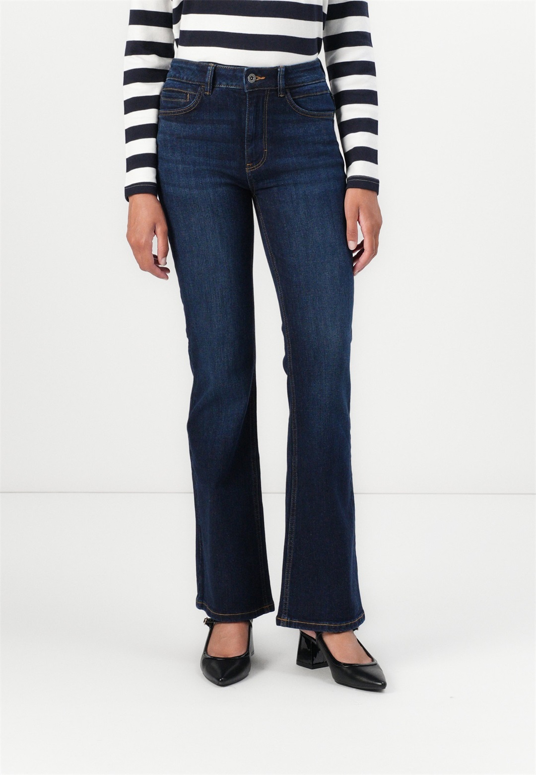 TOM TAILOR STELLA - Jeans Bootcut - dark blue denim/dark-blue denim