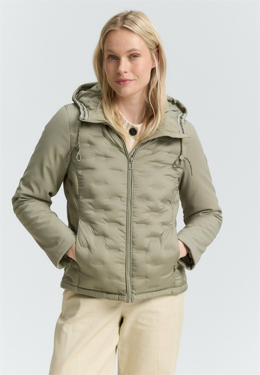 TOM TAILOR HYBRID STEPP MIT KAPUZE - Übergangsjacke - smoke olive/oliv