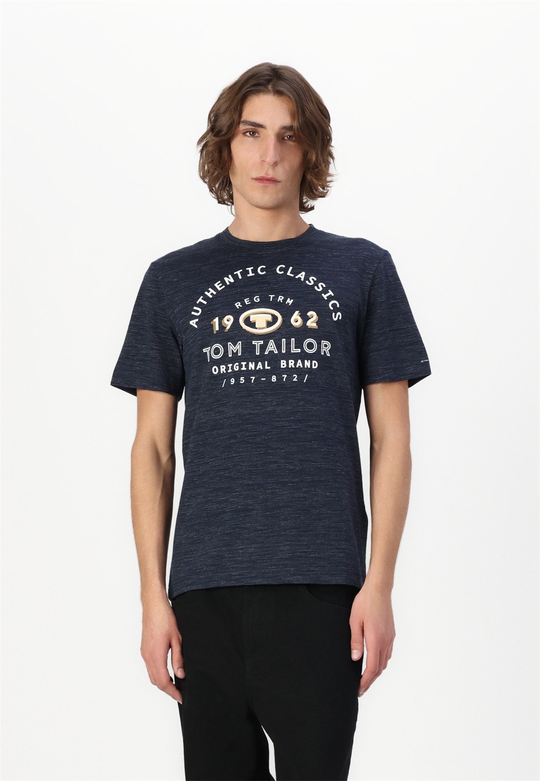 TOM TAILOR T-Shirt print - sky captain blue/dunkelblau