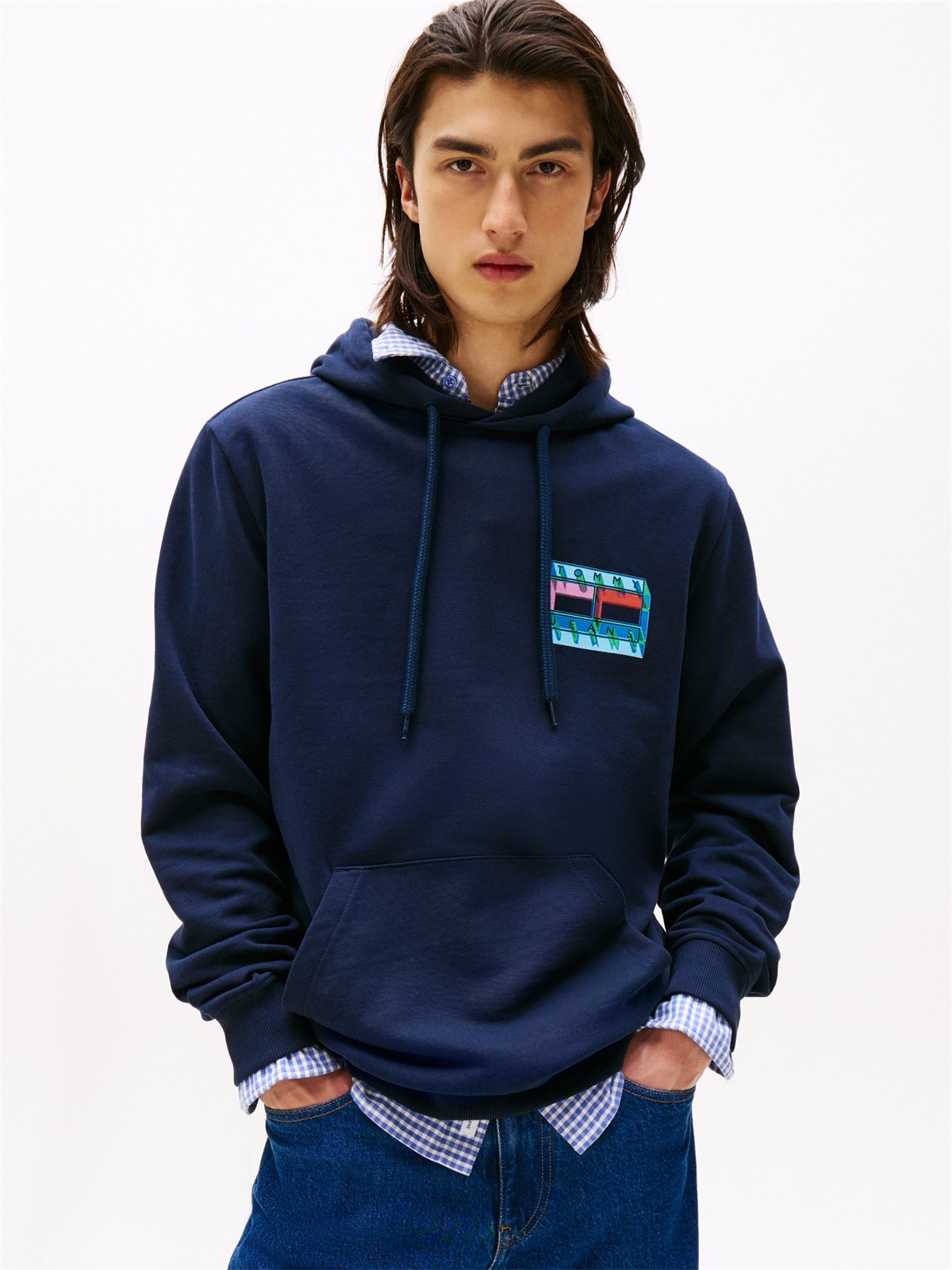 Tommy Jeans DNA FLAG PLAY UNISEX - Kapuzenpullover - dark night navy/dunkelblau