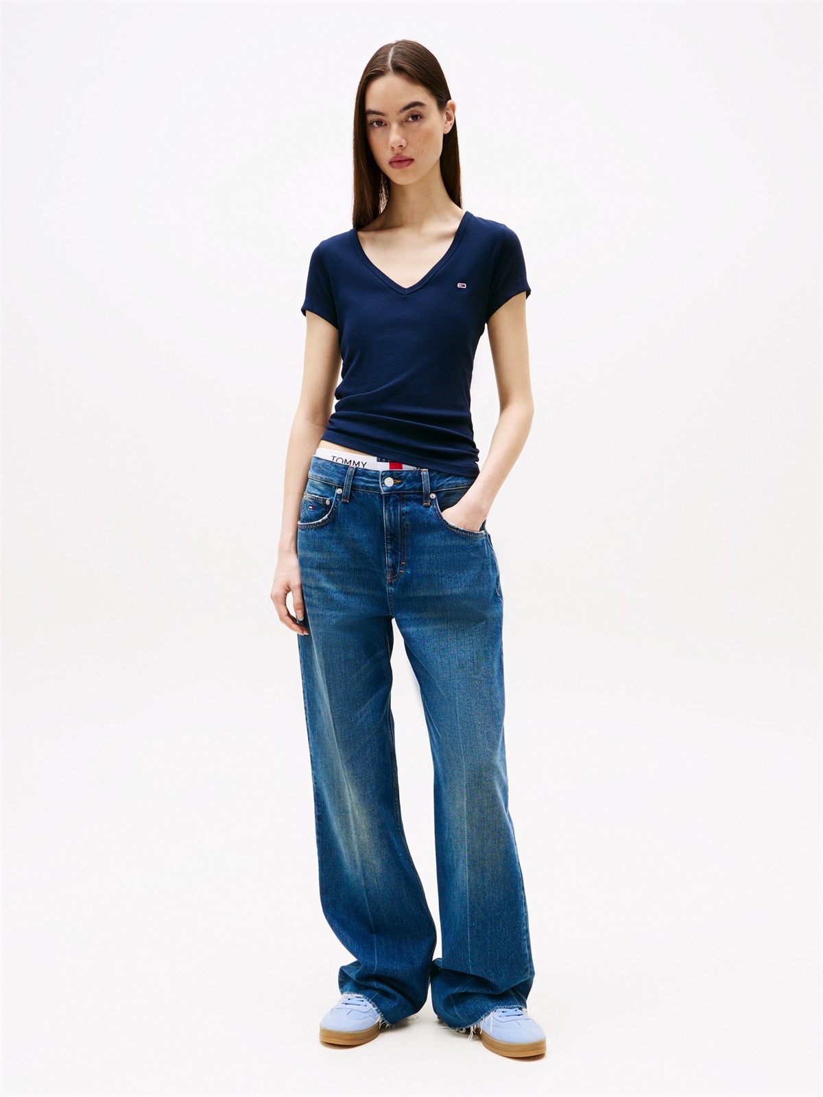 Tommy Jeans SLIM ESSENTIAL - T-Shirt print - dark night navy/dunkelblau