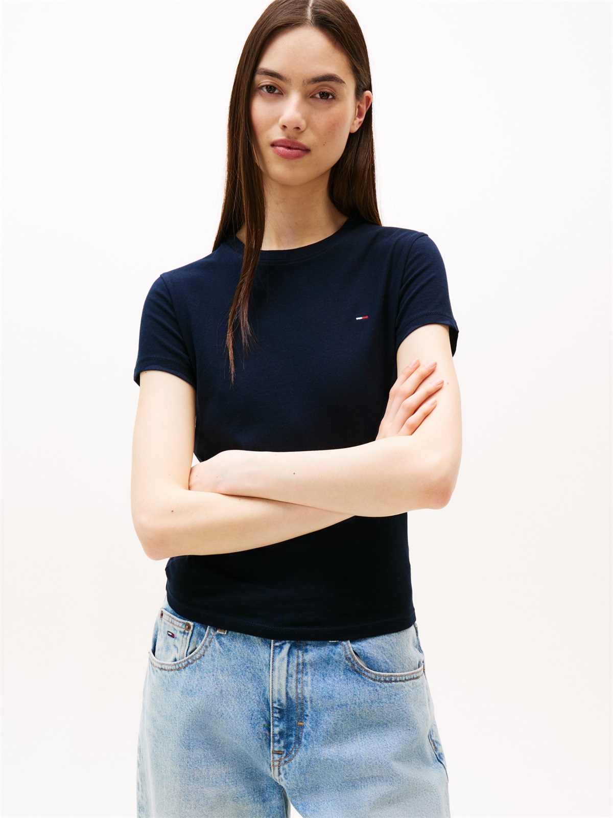 Tommy Jeans C NECK TEE 2 PACK - T-Shirt basic - ecru/dark night navy/dunkelblau