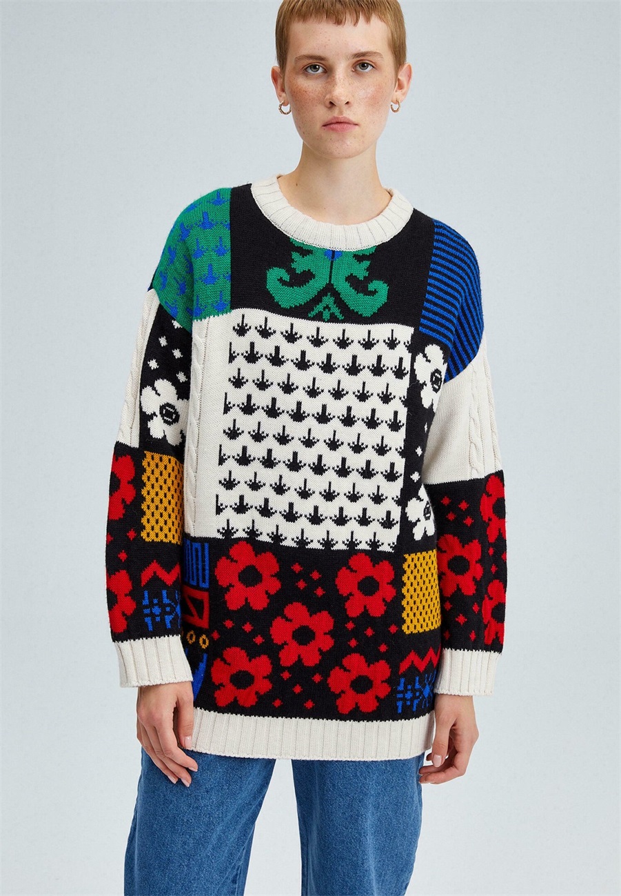 Touché Privé PATTERNED - Strickpullover - patterned/mehrfarbig