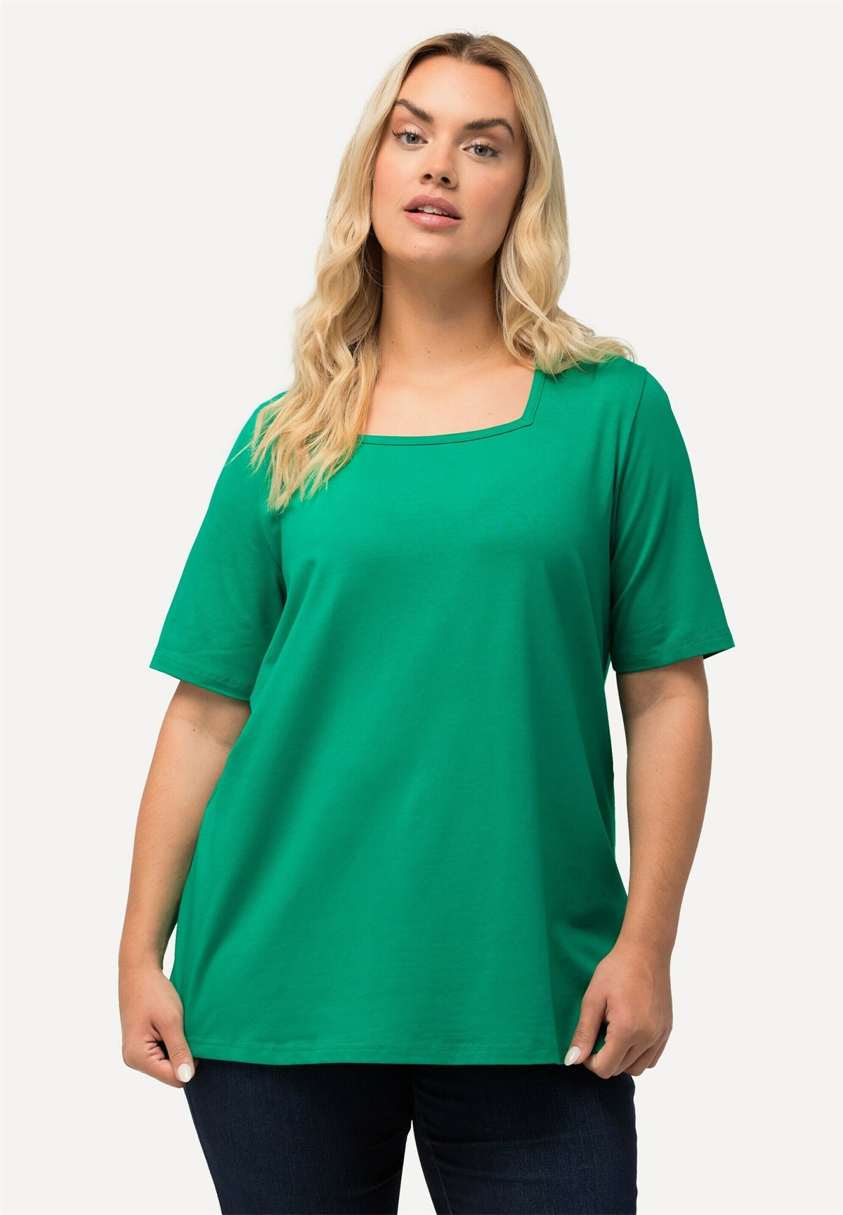 Ulla Popken CARREE-AUSSCHNITT - T-Shirt basic - emerald/petrol