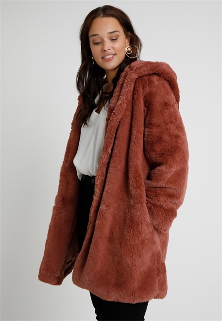 Urban Classics Curvy LADIES HOODED COAT - Wintermantel - darkrose/rosa