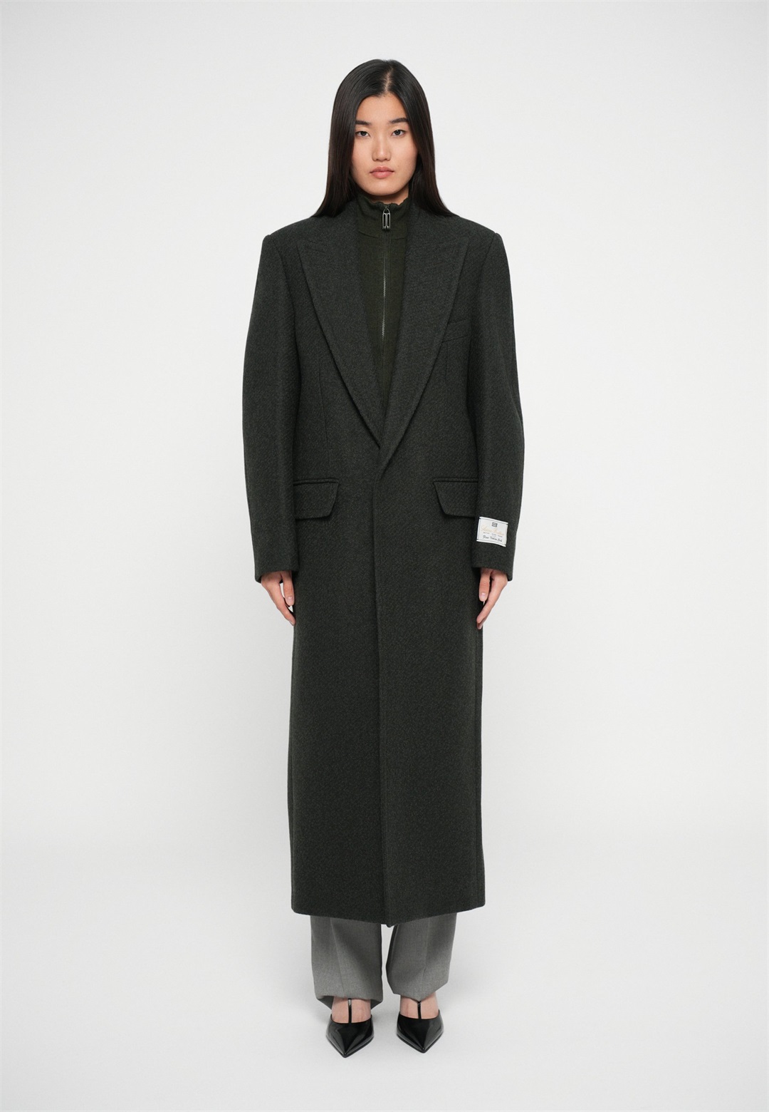 Victoria Beckham CURVED SLEEVE OVERCOAT - Klassischer Mantel - dark olive/dunkelgrün
