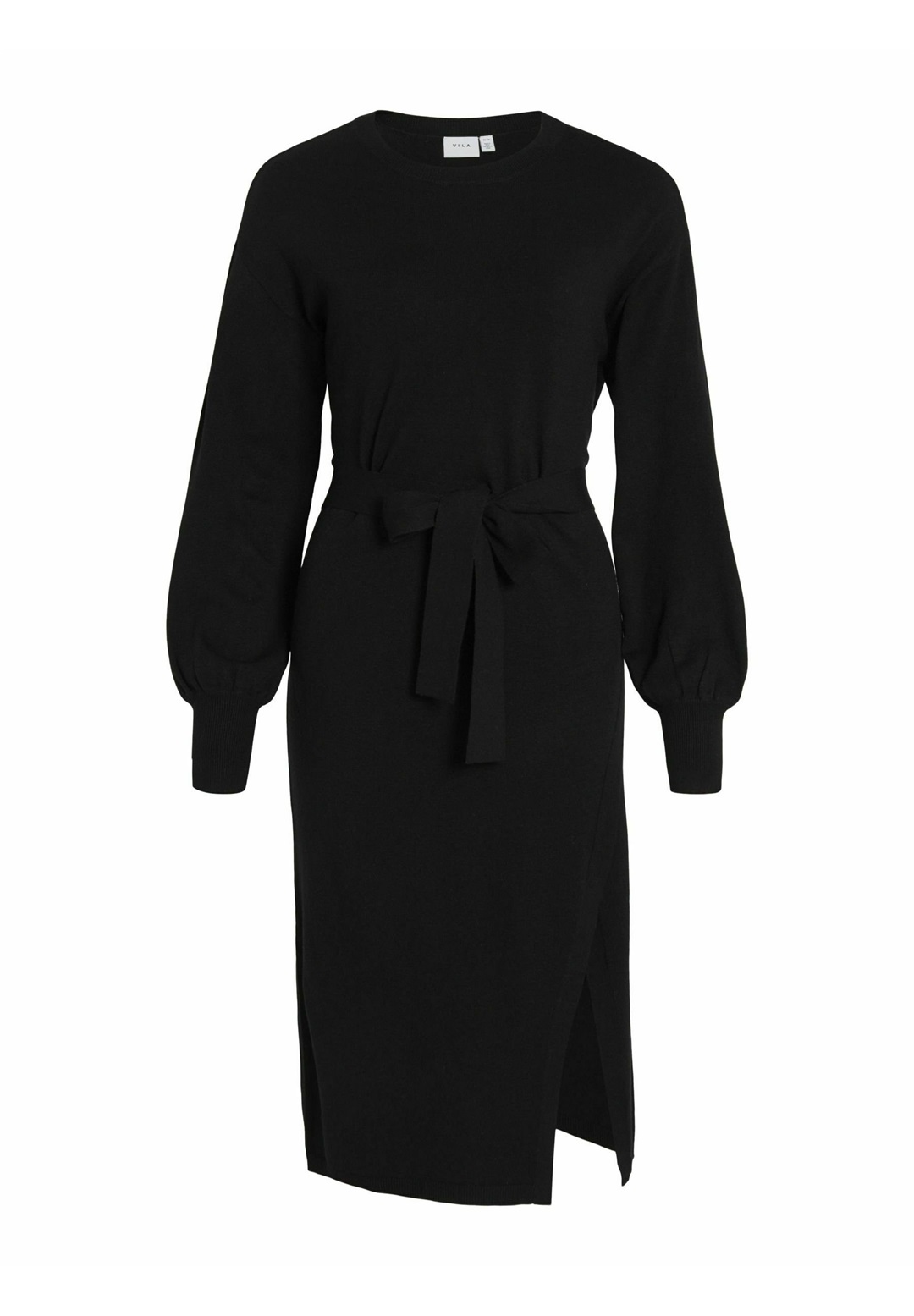 VILA VIRICKY BELTED - Strickkleid - black/schwarz
