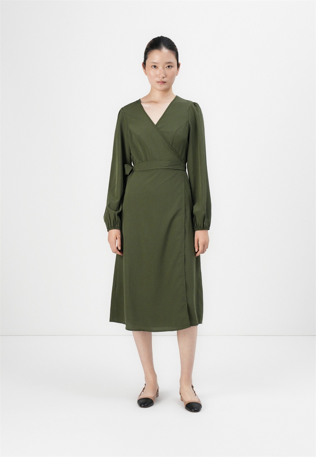 VILA VIELLIE V NECK DRESS - Freizeitkleid - deep depths/khaki