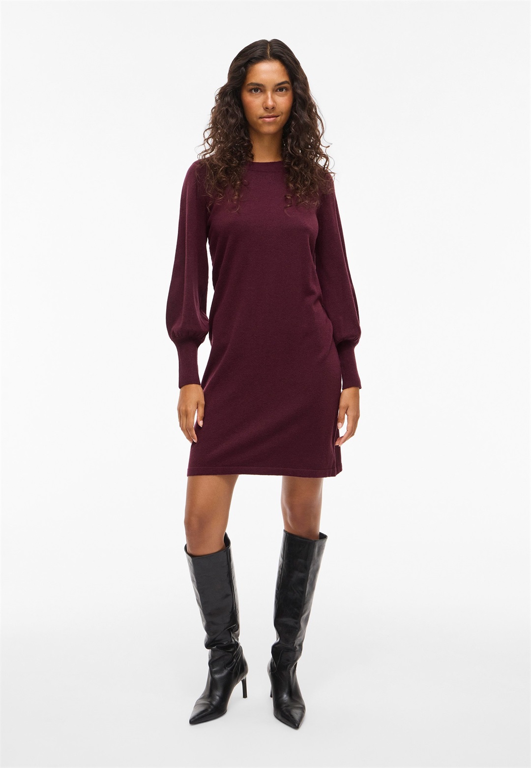 VILA VIKERRY O-NECK - Strickkleid - fig/dunkellila