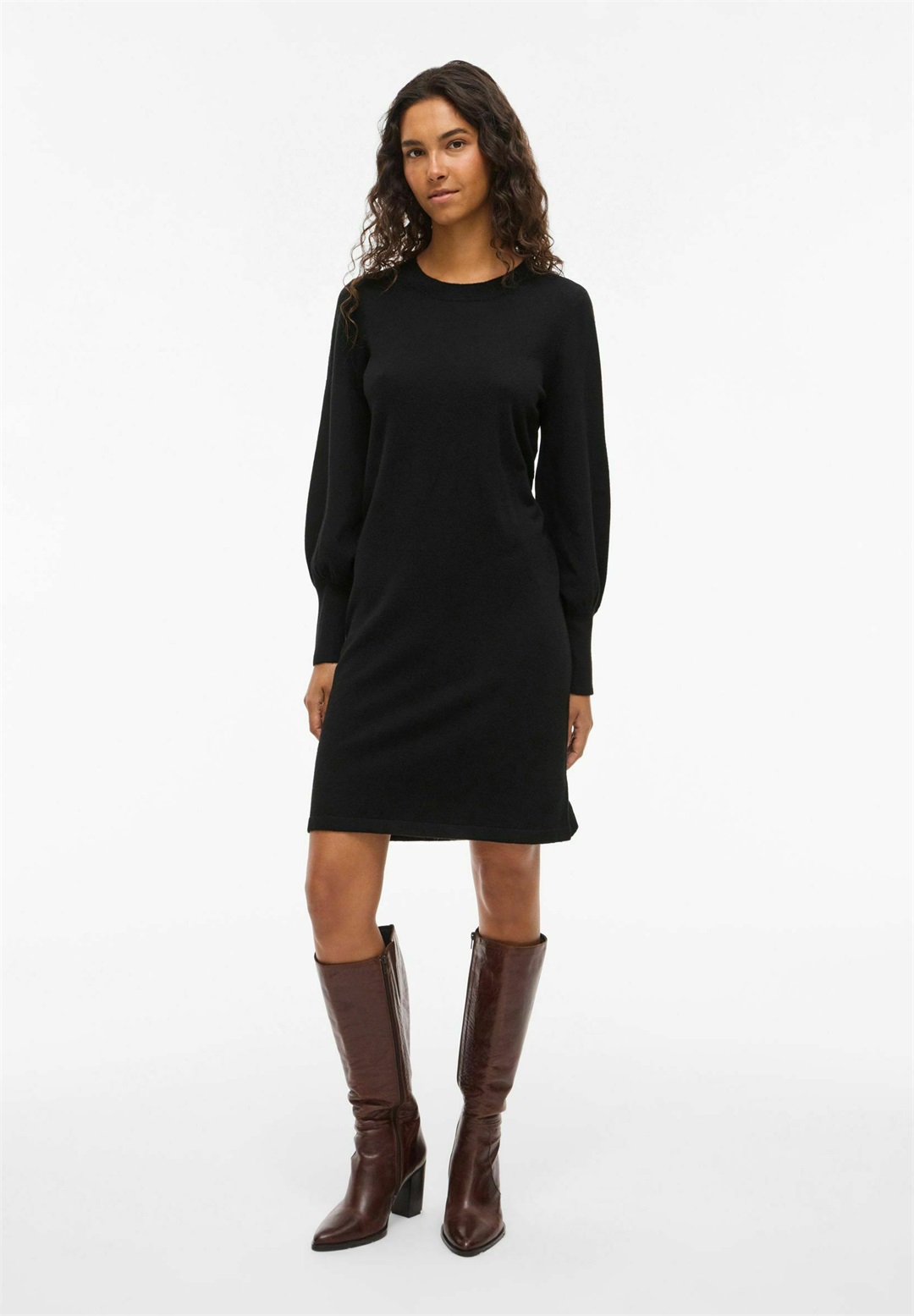 VILA VIKERRY O-NECK - Strickkleid - black beauty/schwarz