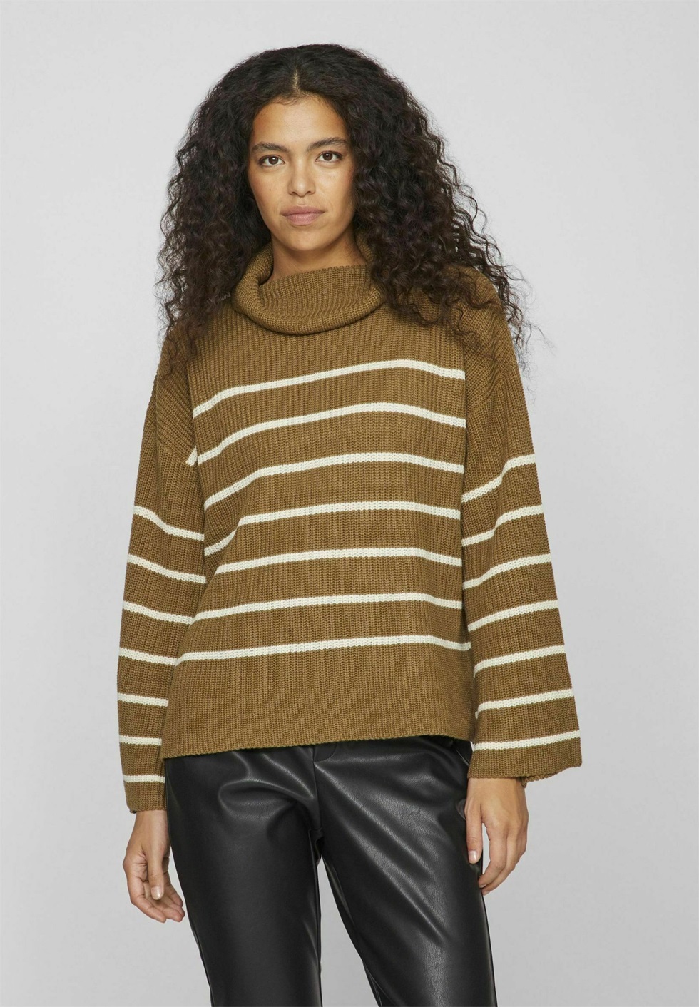 VILA ROLLKRAGEN - Strickpullover - gothic olive/oliv