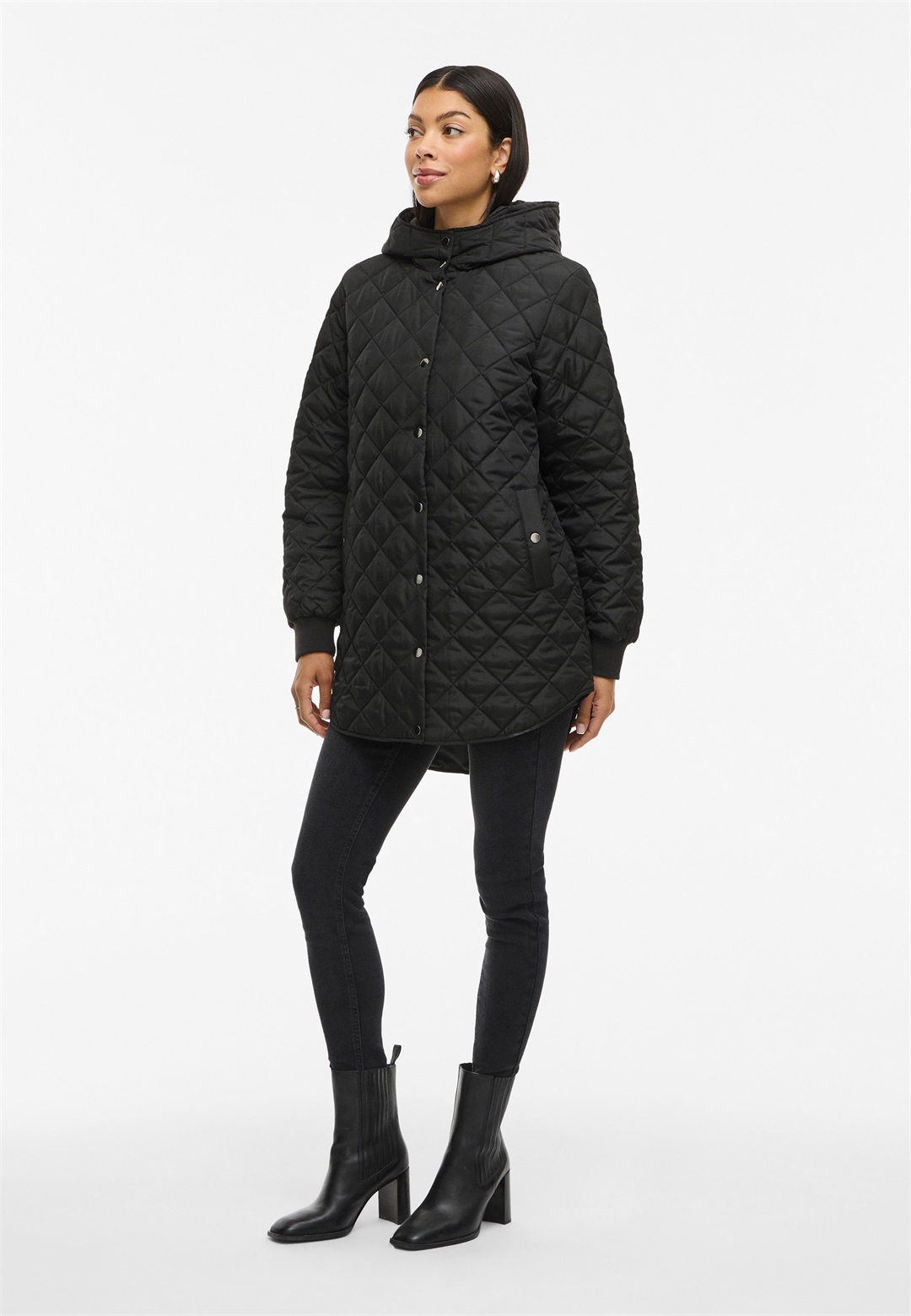VILA VITATE LS HOODED - Wintermantel - black beauty/schwarz