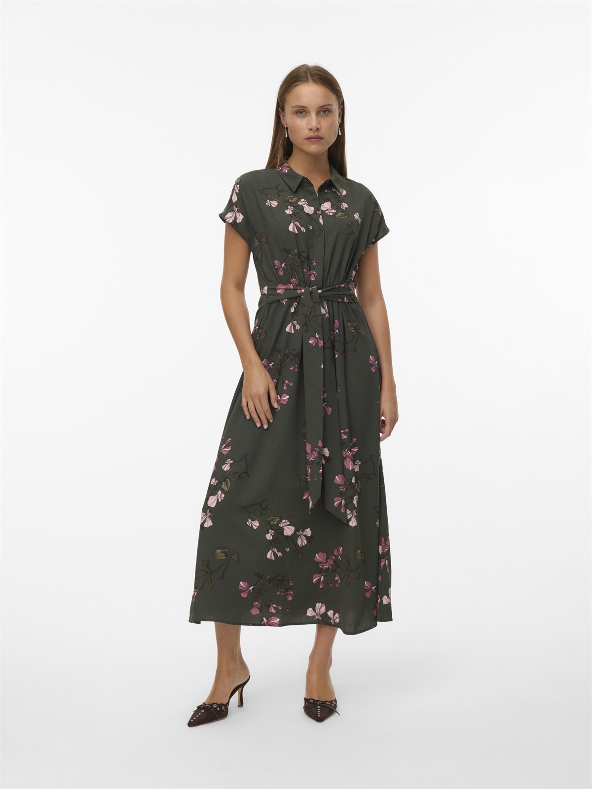Vero Moda VMNEWHALLIE TIE DRESS - Blusenkleid - dark green/dunkelgrün