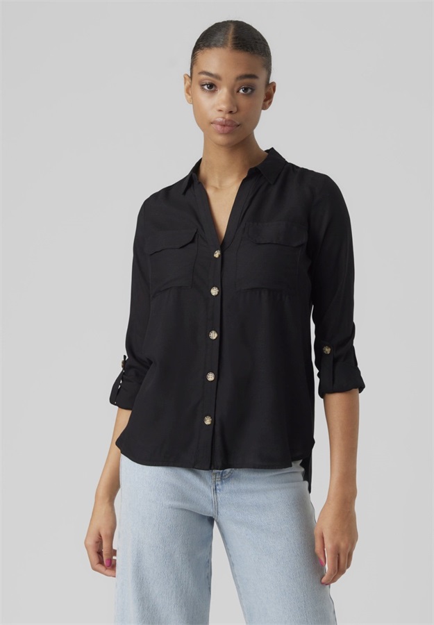 Vero Moda VMBUMPY L/S NEW NOOS - Hemdbluse - black/schwarz