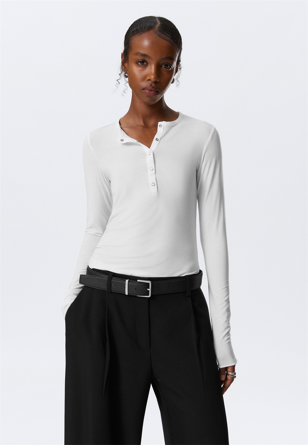 Weekday Langarmshirt - white/weiß