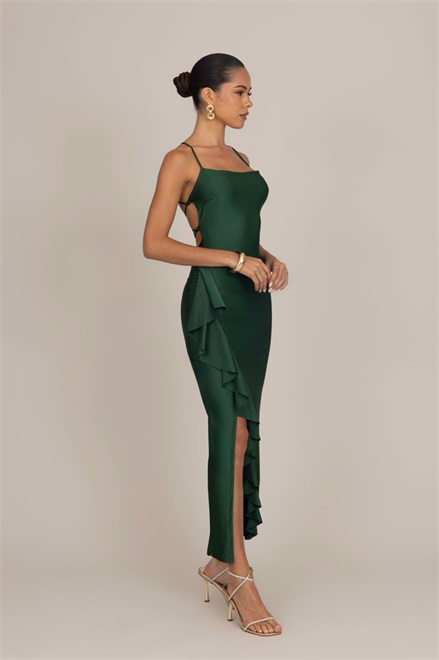 WAL G. WEDDING GRACE RUFFLE MAXI - Ballkleid - forest green/dunkelgrün