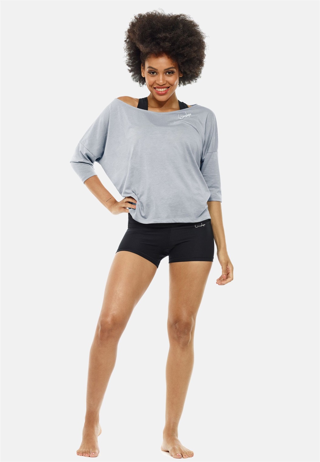 Winshape 3/4 ARM - Sport T-Shirt - cool grey/hellgrau