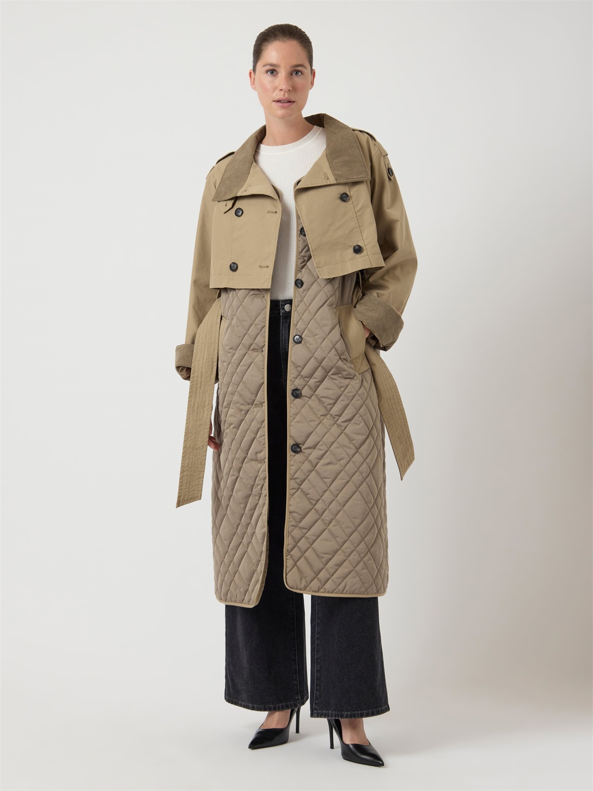 YAS YASPRIXO COAT - Klassischer Mantel - sepia tint/rosa