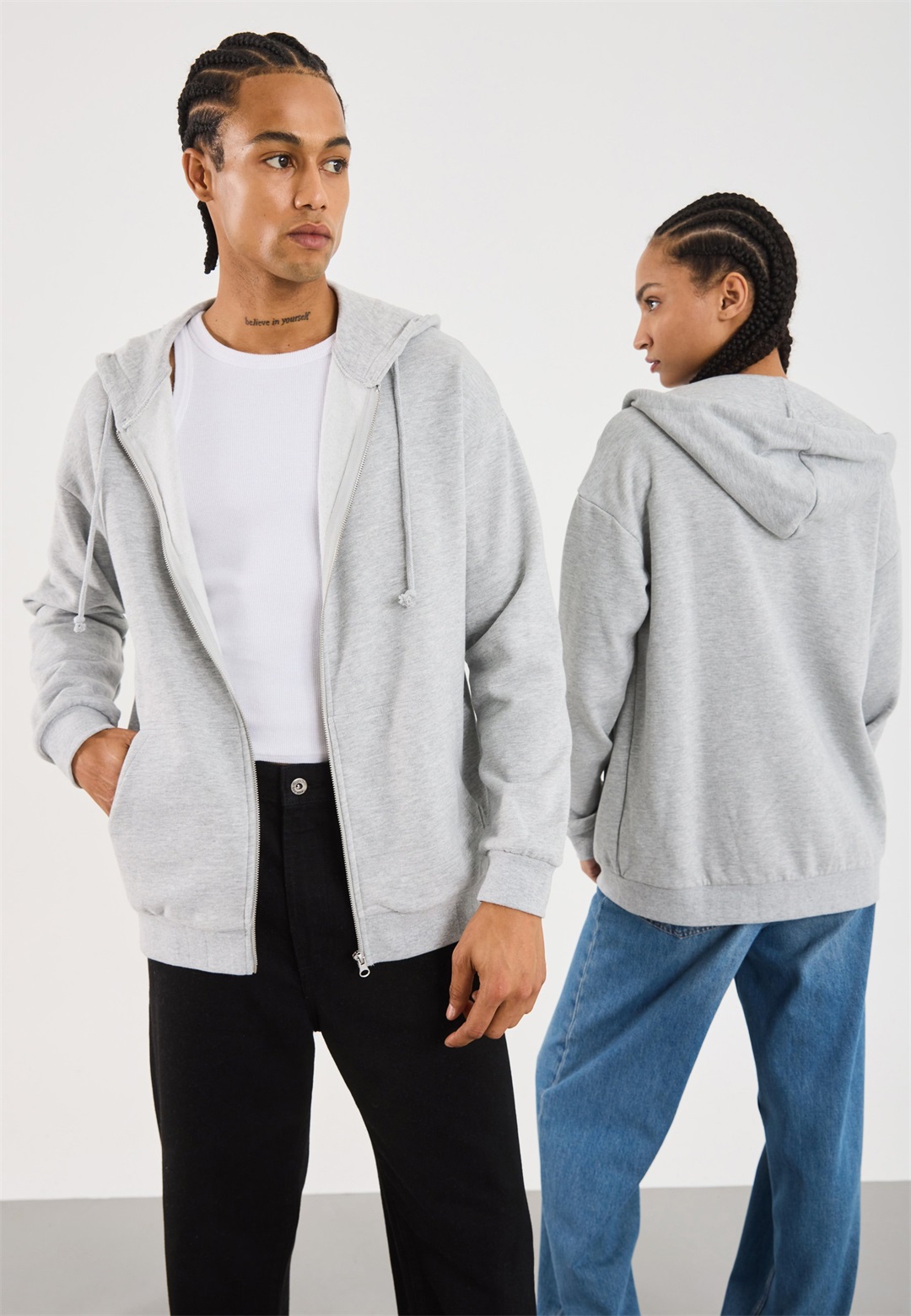 YOURTURN UNISEX - Sweatjacke - mottled light grey/hellgrau-meliert